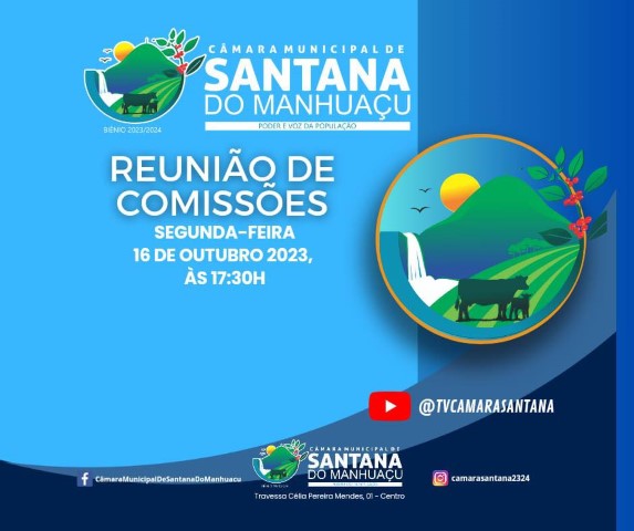 Reunião de Comissões dia 16 de outubro de 2023